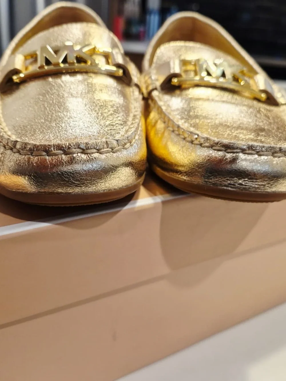 MICHAEL Michael Kors Women’s Metallic Gold Leather Loafers size 7.5